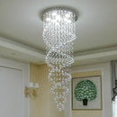 Luxury silver cascading crystal led chandelier staircase pendant light