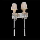 Luxury silver crystal wall lamp with pleated shades for bedroom