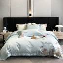Luxury white floral egyptian cotton flowers embroidery bedding set bedroom