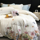 Luxury white floral egyptian cotton flowers embroidery bedding set bedroom
