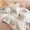 Luxury white & silver embroidered cotton bedding set bedroom duvet cover