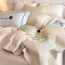 Luxury white & silver embroidered cotton bedding set bedroom duvet cover