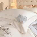 Luxury white & silver embroidered cotton bedding set bedroom duvet cover