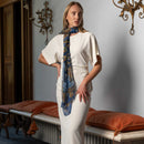 Alessandra - Long Silk Scarf - Navy