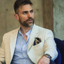 Portici - Silk Pocket Square - Yellow & Blue