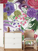 Stylish Modern Purple and Pink Flowers Wallpaper