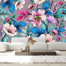 Voguish Grey Wallpaper with Pink Flowers Tasteful