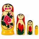 Wooden Semenov Red Scarf Nesting Dolls - Stacking Matryoshka 3.6 Inches