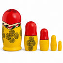 Wooden Semenov Red Scarf Nesting Dolls - Pink Rose Matryoshka 4.4 Inches