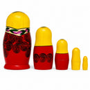Wooden Semenov Yellow Gown Nesting Dolls - Magenta Rose Matryoshka 4.2 Inches