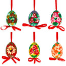 Flowery Painting Multicolored Wooden Easter Egg Ornaments