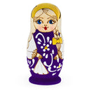 Set of 3 Purple Woodburning Style Wooden Nesting Dolls