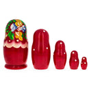 Beautiful Wooden  with Orange Color Hood and Flowers Nesting Dolls