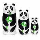 Set of 3 Panda Family Wooden Nesting Dolls