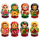 Set of 2 Wooden Floral Nesting Dolls - Matryoshka Salt and Pepper Shakers