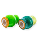 Set of 2 Wooden Floral Nesting Dolls - Green Matryoshka Salt Shakers