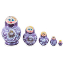 Bourbon Color with White Flowers Wooden  Nesting Dolls