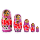 Purple Hood with Red Flowers Wooden  Nesting Dolls