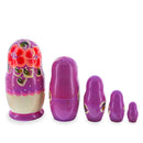 Purple Hood with Red Flowers Wooden  Nesting Dolls