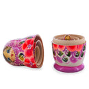Purple Hood with Red Flowers Wooden  Nesting Dolls