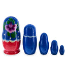 Beautiful Wooden  with Blue Color Hood and Gold Flowers Nesting Dolls