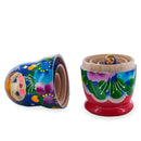Beautiful Wooden  with Blue Color Hood and Gold Flowers Nesting Dolls