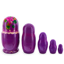 Purple Color with Pink Flowers Wooden  Nesting Dolls