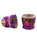 Purple Color with Pink Flowers Wooden  Nesting Dolls