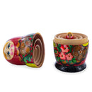 Red Color with Basket and Flowers Wooden  Nesting Dolls