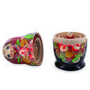 Pink Hood with Orange Flowers Wooden  Nesting Dolls