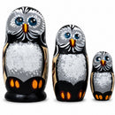 Set of 3 Owl Family Wooden Nesting Dolls 4.25 Inches
