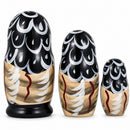 Set of 3 Owl Family Wooden Nesting Dolls 4.25 Inches