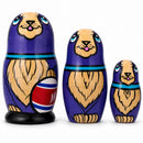 3 Smiling Dog w/Bone Collar Wooden Nesting Dolls  4.25 Inches