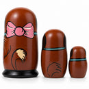 Wooden Brown Dog with Ball Nesting Dolls - Pet Stacking Matryoshka 5 Inches