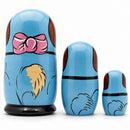 Set of 3 Dogs with Rubber Ball Wooden Nesting Dolls 5 Inches