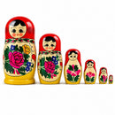 Set of 7 Wooden Semenov Nesting Dolls - Blooming Rose Matryoshka 7 Inches