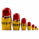Set of 7 Wooden Semenov Nesting Dolls - Blooming Rose Matryoshka 7 Inches