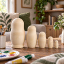 Set of 5 Unfinished Wooden Nesting Dolls DIY Craft Blanks for Painting  5.75 Inches