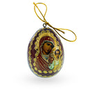 Maria with Jesus Christ Brown Wooden Easter Egg