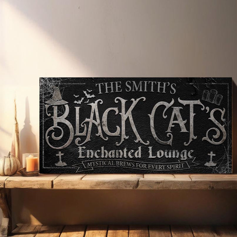 Black Cat's Enchanted Lounge Halloween Sign II