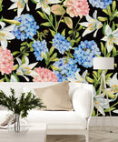 Dark Wallpaper with Light Color Flowers