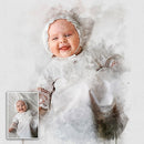 Newborn Baby Watercolor Portrait Custom Wall Art