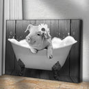 Girly Pig In Bathtub Canvas Wall Art