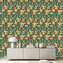 Orange Wallpaper with Cactus