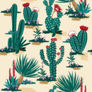 Modish Cactus with Red Flowers Wallpaper Chic