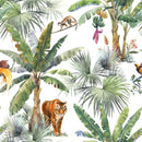 Stylish Palms and Tigers Wallpaper