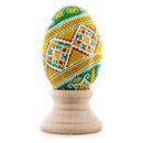 Horses on Green Spiral Authentic Blown Real Eggshell Ukrainian Easter Egg Pysanka
