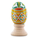 Horses on Green Spiral Authentic Blown Real Eggshell Ukrainian Easter Egg Pysanka