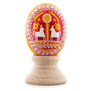 Horses by the Tree on Red Authentic Blown Real Eggshell Ukrainian Easter Egg Pysanka