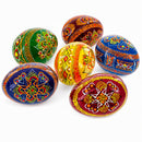 Set of 6 Folk Art Patterns Wooden Ukrainian Easter Eggs 2.5 Inches